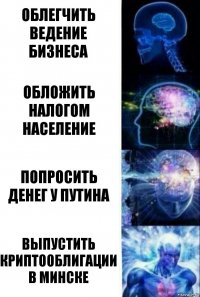 облегчить ведение бизнеса обложить налогом население попросить денег у путина выпустить криптооблигации в минске