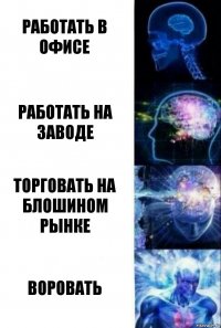 Работать в офисе Работать на заводе Торговать на блошином рынке Воровать