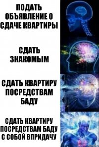 Подать объявление о сдаче квартиры Сдать знакомым Сдать квартиру посредствам баду Сдать квартиру посредствам баду с собой впридачу