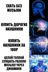 Ехать без музыки Купить дорогие наушники Купить наушники за 100р Целой толпой слушать разную музыку через динамики