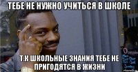 тебе не нужно учиться в школе т.к школьные знания тебе не пригодятся в жизни