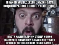 я нахожусь в деревне мухино тут водятся разное всякое и необычное и вот я нашел телефон откуда можно позвонить владимиру владимиричу алло кремель алло вова вова пошел нахуй!!!