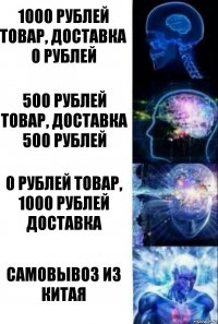 1000 рублей товар, доставка 0 рублей 500 рублей товар, доставка 500 рублей 0 рублей товар, 1000 рублей доставка Самовывоз из Китая