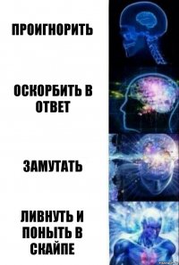 ПРОИГНОРИТЬ ОСКОРБИТЬ В ОТВЕТ ЗАМУТАТЬ ЛИВНУТЬ И ПОНЫТЬ В СКАЙПЕ