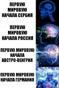 Первую Мировую начала Сербия Первую Мировую начала Россия Первую мировую начала Австро-Венгрия Первую Мировую начала Германия