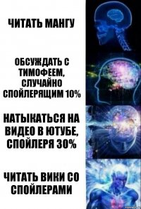 читать мангу обсуждать с тимофеем, случайно спойлерящим 10% натыкаться на видео в ютубе, спойлеря 30% читать вики со спойлерами