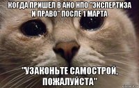 когда пришел в ано нпо "экспертиза и право" после 1 марта "узаконьте самострой, пожалуйста"