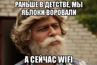 раньше в детстве, мы яблоки воровали а сейчас wifi