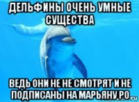 дельфины очень умные существа ведь они не не смотрят и не подписаны на марьяну ро