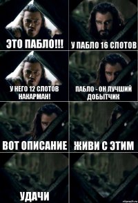 это Пабло!!! у пабло 16 слотов у него 12 слотов накарман! Пабло - он лучший добытчик вот описание живи с этим удачи 