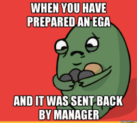 when you have prepared an ega and it was sent back by manager