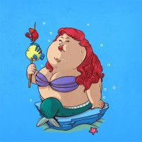 Создать мем Жирная русалочка