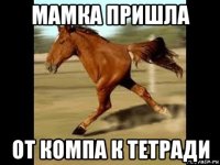 мамка пришла от компа к тетради