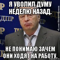 я уволил думу неделю назад. не понимаю зачем они ходят на работу.