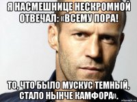 я насмешнице нескромной отвечал: «всему пора! то, что было мускус темный, стало нынче камфора».