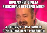 почему нет отчета ревизора о проверке мпк? а потому, что мы сами не отчитались перед ревизором