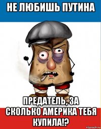 не любишь путина предатель, за сколько америка тебя купила!?