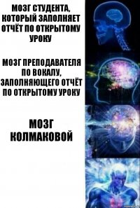 мозг студента, который заполняет отчёт по открытому уроку мозг преподавателя по вокалу, заполняющего отчёт по открытому уроку мозг Колмаковой 