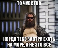 то чувство когда тебе завтра ехать на море, а не это все