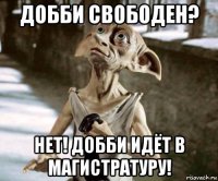 добби свободен? нет! добби идёт в магистратуру!