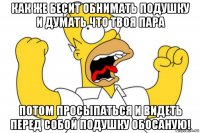 как же бесит обнимать подушку и думать что твоя пара потом просыпаться и видеть перед собой подушку обосаную!