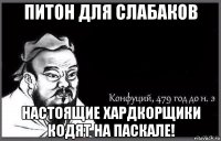 питон для слабаков настоящие хардкорщики кодят на паскале!