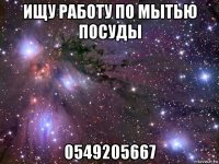 ищу работу по мытью посуды 0549205667