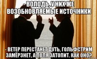 - володь, у них же возобновляемые источники - ветер перестанет дуть, гольфстрим замёрзнет, а поля затопит. как оно?