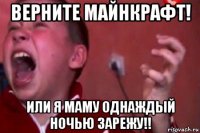 верните майнкрафт! или я маму однаждый ночью зарежу!!