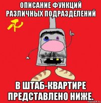 описание функций различных подразделений в штаб-квартире представлено ниже.