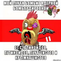 мой пукан бомбит ядерной бомбардировкой от сталиноидов, путиноидов, лукашистов и крымнашистов