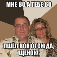 мне 80 а тебе 60 пшёл вон отсюда, щенок!