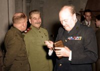 Создать мем Сталин - Черчилль