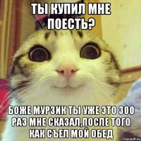 ты купил мне поесть? боже мурзик ты уже это 300 раз мне сказал,после того как съел мой обед