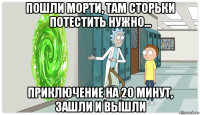 пошли морти, там сторьки потестить нужно... приключение на 20 минут, зашли и вышли