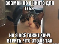 возможно я никто для тебя, но я всё также хочу верить, что это не так