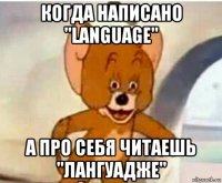 когда написано "language" а про себя читаешь "лангуадже"