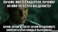 почему, мистер андерсон, почему? во имя чего? что вы делаете? зачем, зачем встаете? зачем продолжаете запускать кооп каждые выходные?