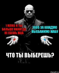 1 млн$ и ты больше никогда не ебешь жаб 100$ за каждую выебанную жабу Что ты выберешь?