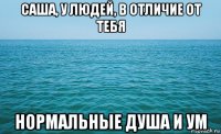 саша, у людей, в отличие от тебя нормальные душа и ум