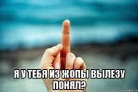  я у тебя из жопы вылезу понял?