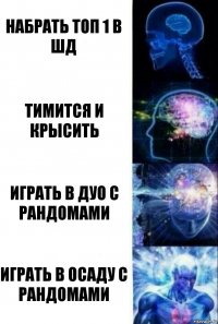 Набрать топ 1 в ШД Тимится и крысить Играть в Дуо с рандомами Играть в осаду с рандомами