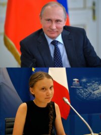 Создать мем Путин Тунберг