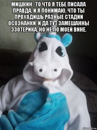 мишкин.. то что я тебе писала правда. и я понимаю, что ты проходишь разные стадии осознанки. и да тут замешанны эзотерика, но не по моей вине. 