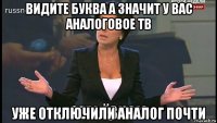 видите буква а значит у вас аналоговое тв уже отключили аналог почти