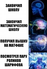 Закончил школу Закончил математическую школу Получил вышку на матфаке Посмотрел пару роликов шарифова