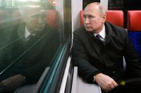Создать мем Грустный Путин в электричке