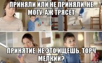 приняли или не приняли, не могу, аж трясет принятие, не это ищешь, торч мелкий?