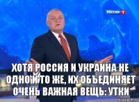 хотя Россия и Украина не одно и то же, их объединяет очень важная вещь: утки