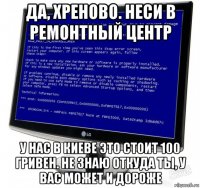 да, хреново. неси в ремонтный центр у нас в киеве это стоит 100 гривен. не знаю откуда ты, у вас может и дороже